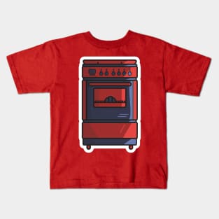 Domestic Gas Stove Oven Sticker vector illustration. Restaurant Kitchen appliance element icon concept. Electric oven sticker design logo icon with shadow. Kids T-Shirt